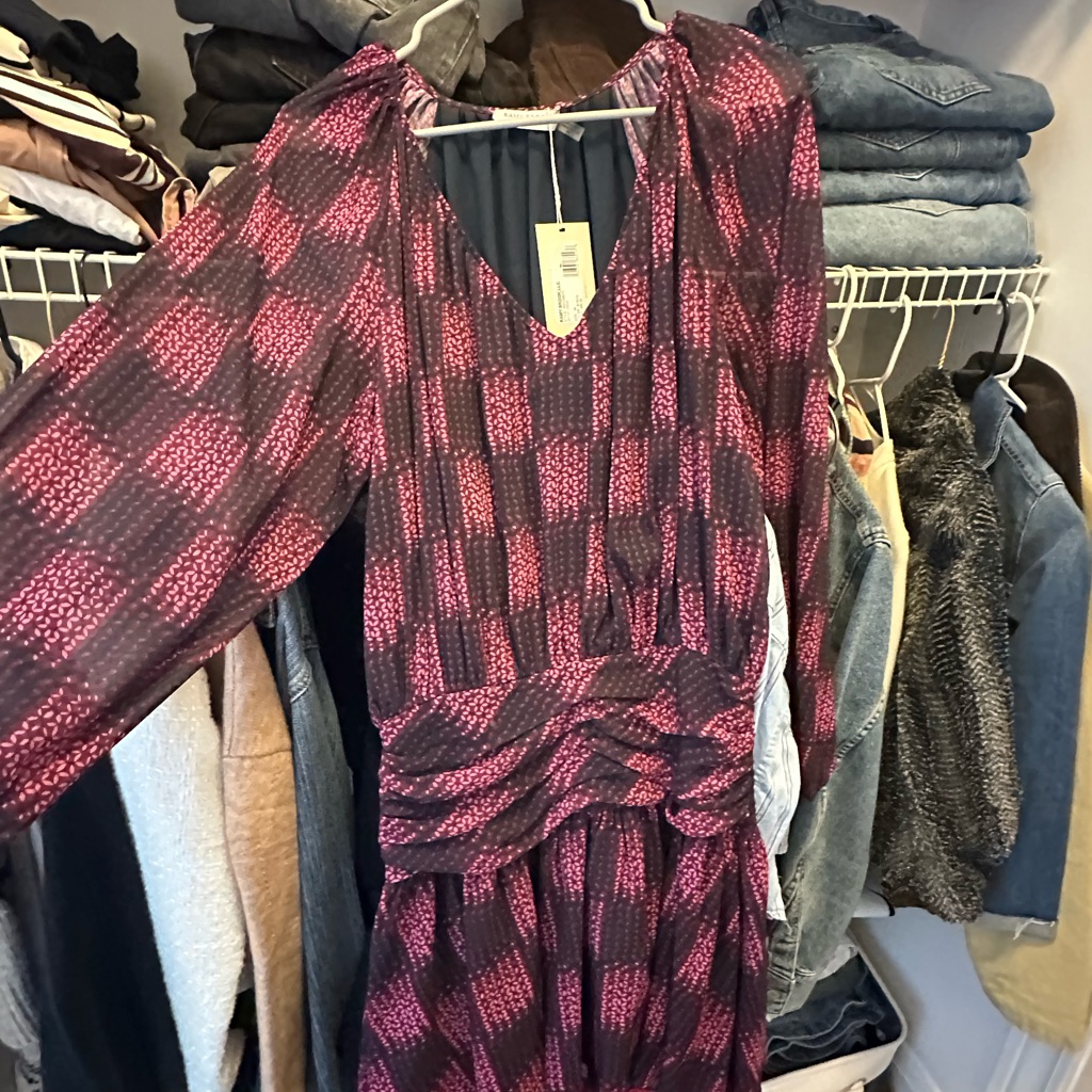 Ramy Brook Pink And Black Long Sleeve Dress